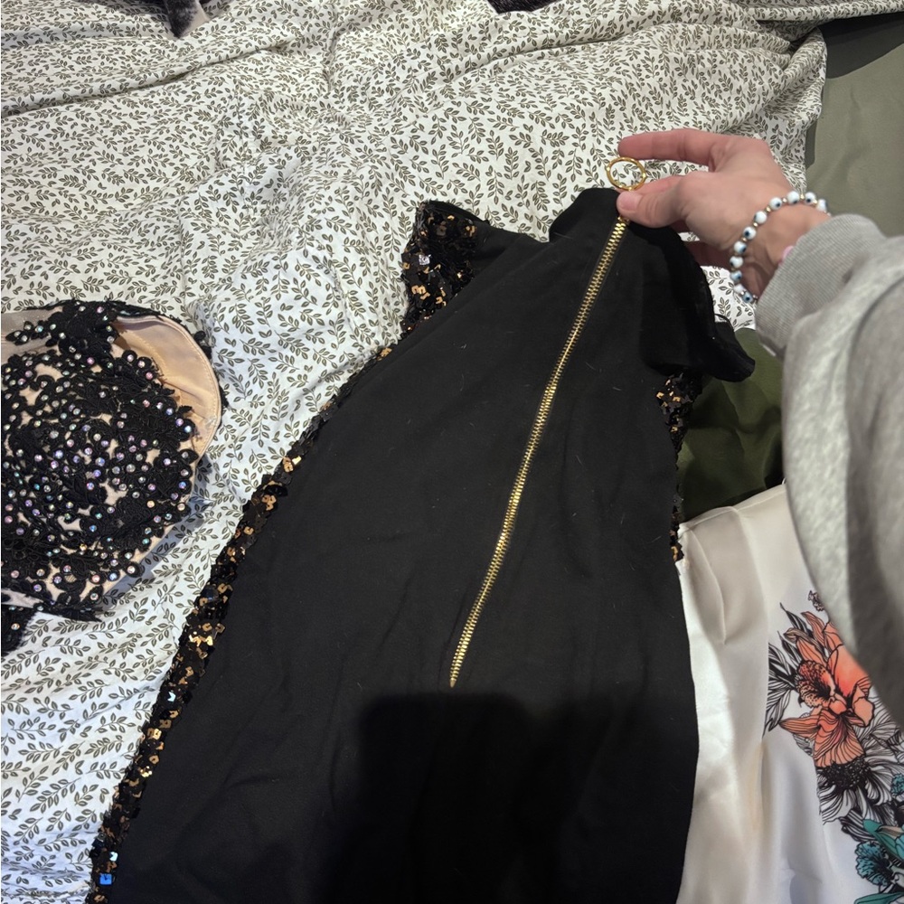 H&M Black Sequin Strapless Evening Dress - Picture 3 of 3